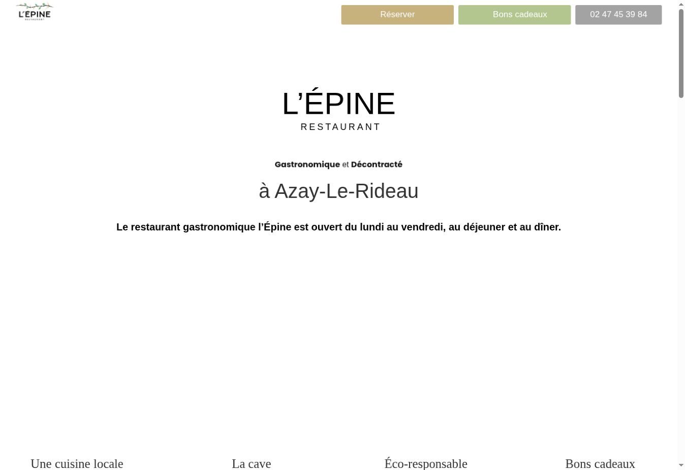 Capture du site de L’Épine Restaurant